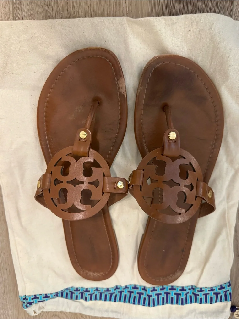 Tory Burch Vachetta Brown Leather Miller sandals